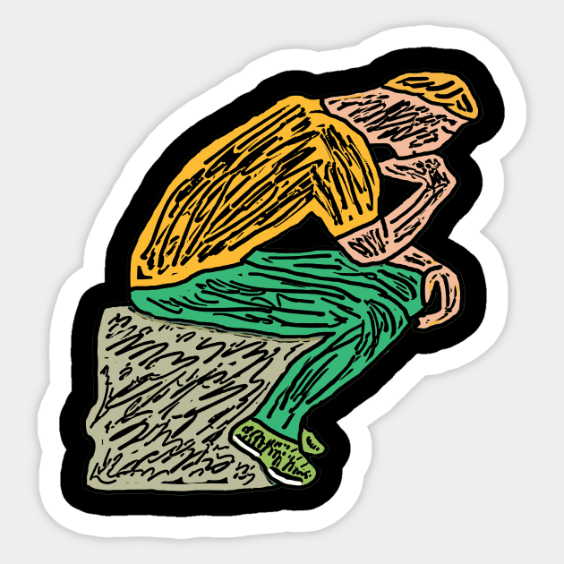 The Thinker Sticker by Mark Ewbie